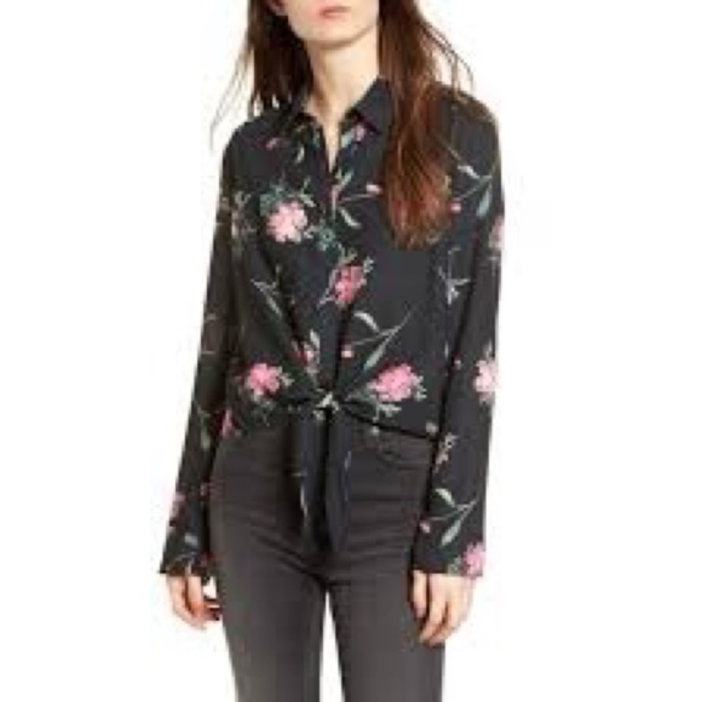 Ten Sixty Sherman Tie Front Floral Top Small